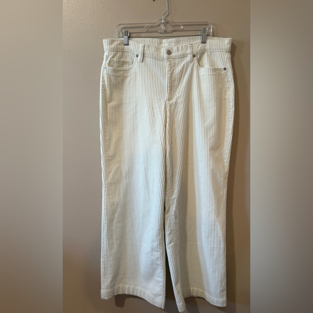 Lands End Women’s High Rise Corduroy Wide Leg Pants in Ivory size 16P